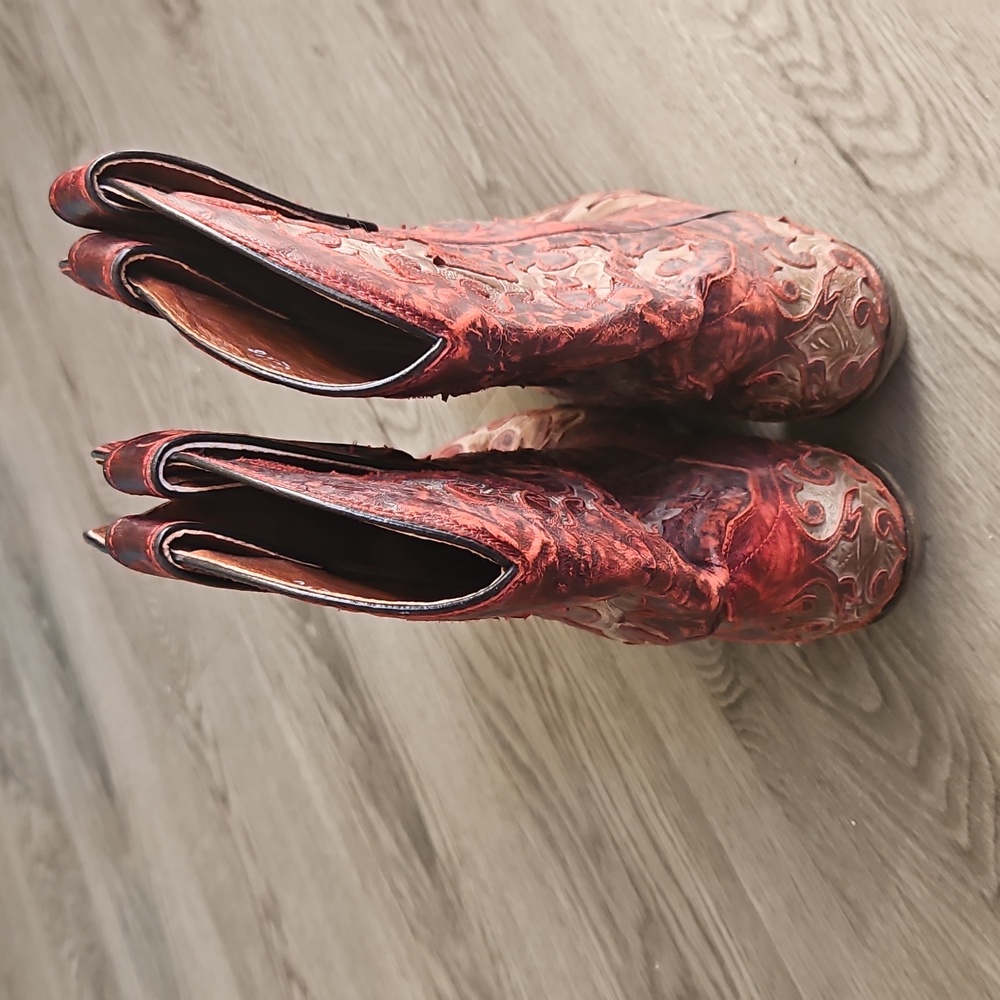 Dan Post Red and Brown With A Touch Of Silver Ankle Boots - Picture 5 of 7